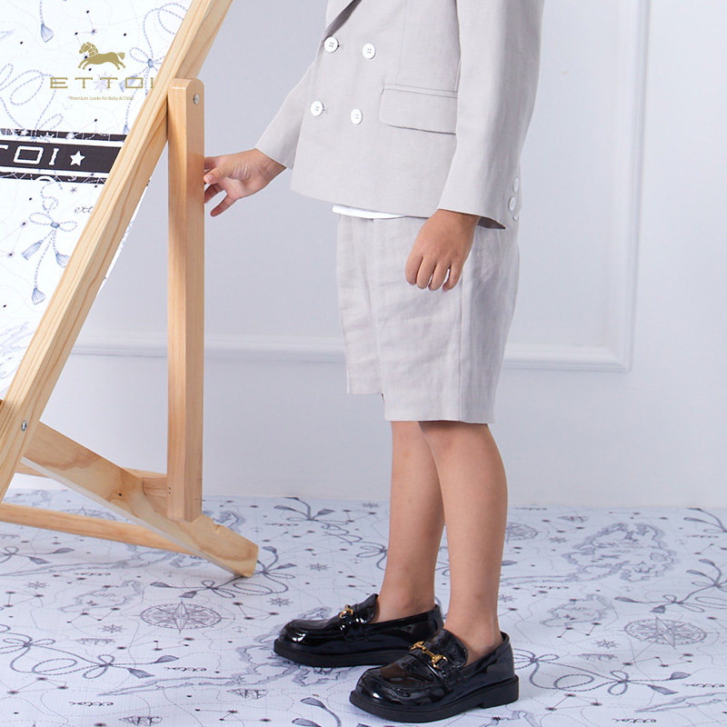 【朗姿集团】ETTOI爱多娃童装裤子浅灰色男童春夏新款纯色百搭短
