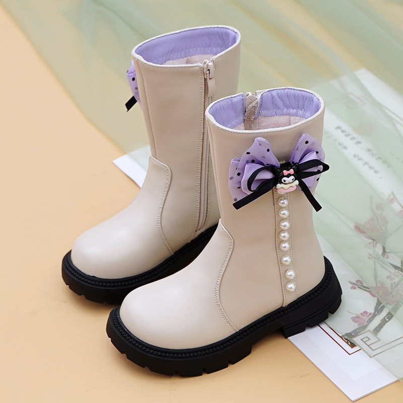 真皮女童马丁靴高筒靴库洛米公主靴软底加绒棉靴2025秋冬新款棉靴,淘宝优惠券,粉丝福利购,淘宝优惠卷