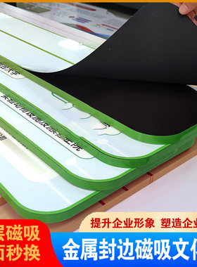 亚克力磁吸文化墙定制来图加工磁吸画框画板金属封边浮雕肌理磁吸