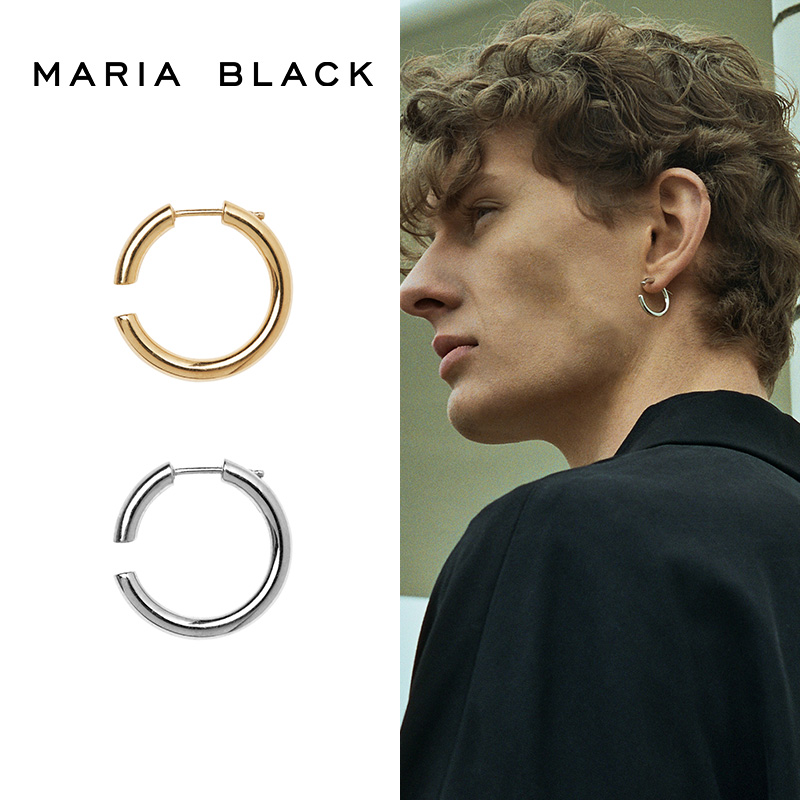 纯银耳饰 925 小众设计高级感 ins 型缺口耳环情侣同款 C Black Maria 纯银耳饰 925 小众设计高级感 ins 型缺口耳环情侣同款 C Black Maria