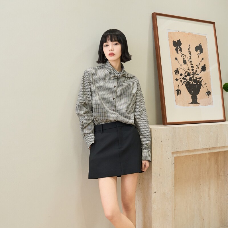 MSL优质羊毛面料B败显瘦H型高腰半身裙B入西装时髦感百搭新款短裙