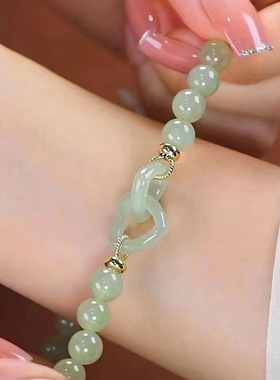 环环相扣中国风手链女ins小众设计爱心平安扣手串高级感闺蜜礼物