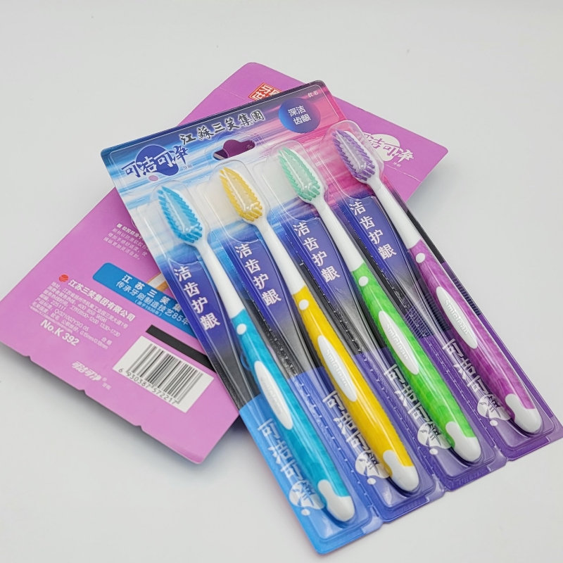 可洁可净K392牙刷软毛成人物理磨尖牙刷家庭4支装家用手动清洁 - 图2