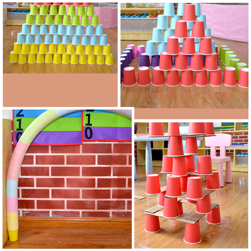 布好玩纸杯金字塔幼儿园建构区儿童搭建垒高叠叠乐材料套装教玩具-图2