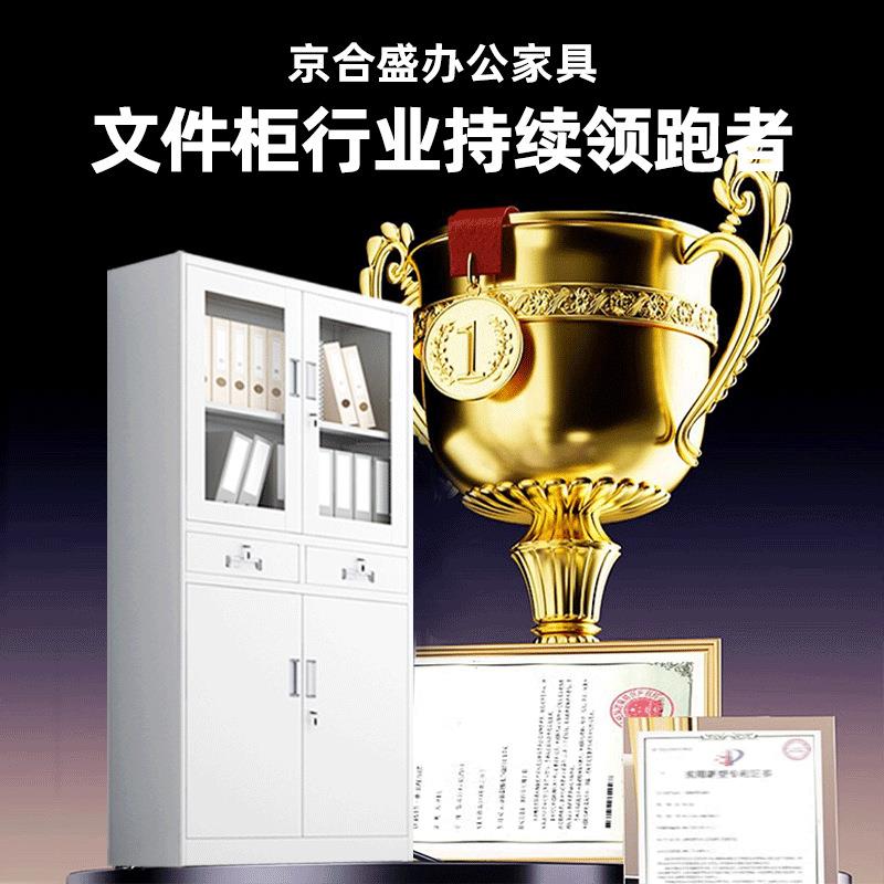 黑色文件柜资料柜财务凭证柜书柜学校储物柜家用玻璃手办收纳柜 - 图0