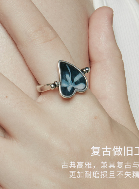THEYKNOWHeart to heart纯银贝母爱心翻转双面灵动戒指节日礼物女
