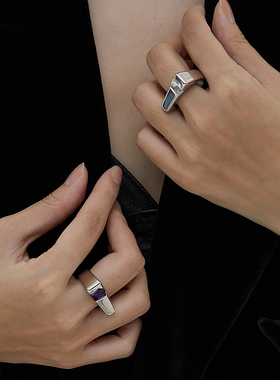 天然水晶原创设计风方形戒指