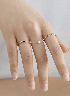 ins潮风小众设计珍珠戒指