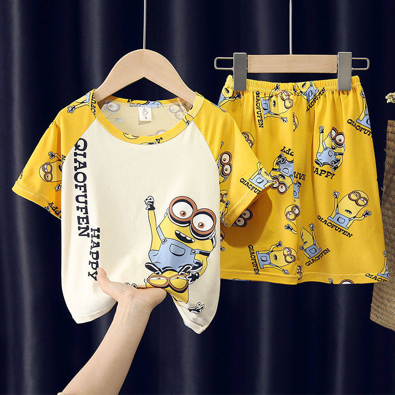 儿童短袖睡衣夏季男童男孩卡通家居薄款睡衣 热品库 性价比省钱购