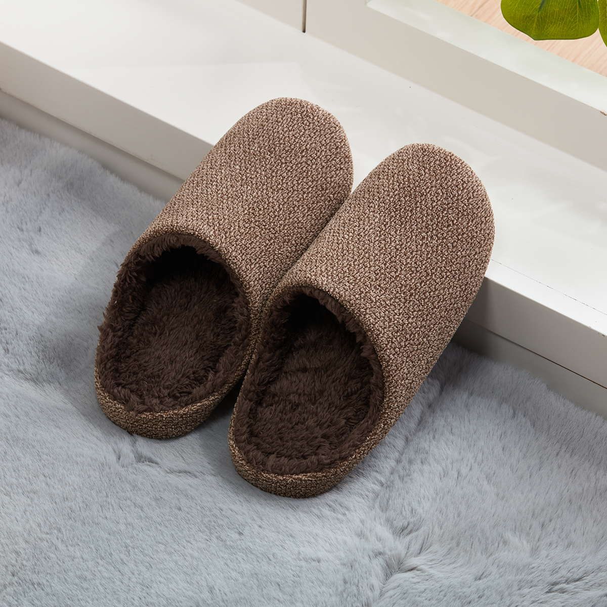 NITORI宜得利家居 日式四季雪尼尔软底拖鞋棉待客办公室家居拖鞋 - 图2