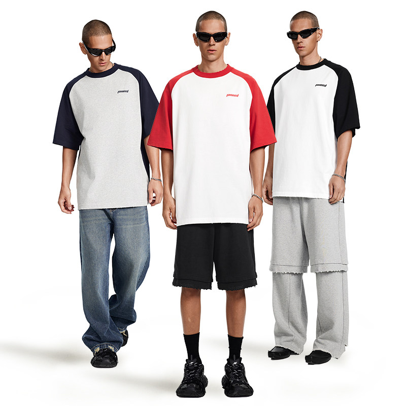 JC/Janecd美式撞色拼接插肩短袖oversize高街宽松重磅男女情侣t恤,淘宝优惠券,粉丝福利购,淘宝优惠卷