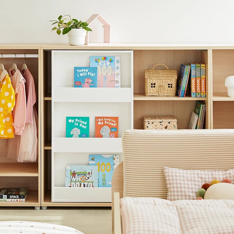 hanssem汉森儿童书柜实木移门柜北欧书架带画板蒙氏学习收纳储物,淘宝优惠券,粉丝福利购,淘宝优惠卷