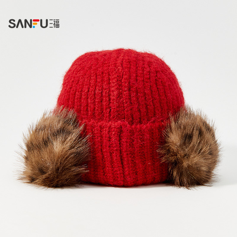 三福复古耳包款西瓜帽 潮流个性时尚服饰配件针织帽子851046,淘宝优惠券,粉丝福利购,淘宝优惠卷