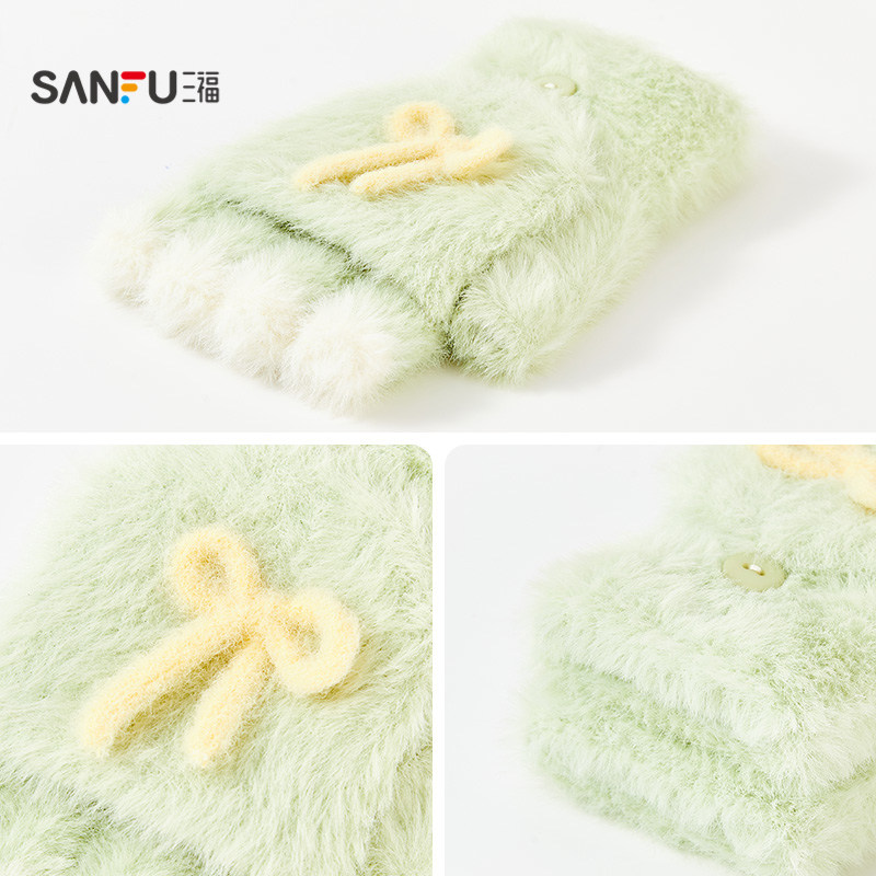 三福女款简约翻盖半指手套 户外保暖服饰配件配饰手套846129,淘宝优惠券,粉丝福利购,淘宝优惠卷