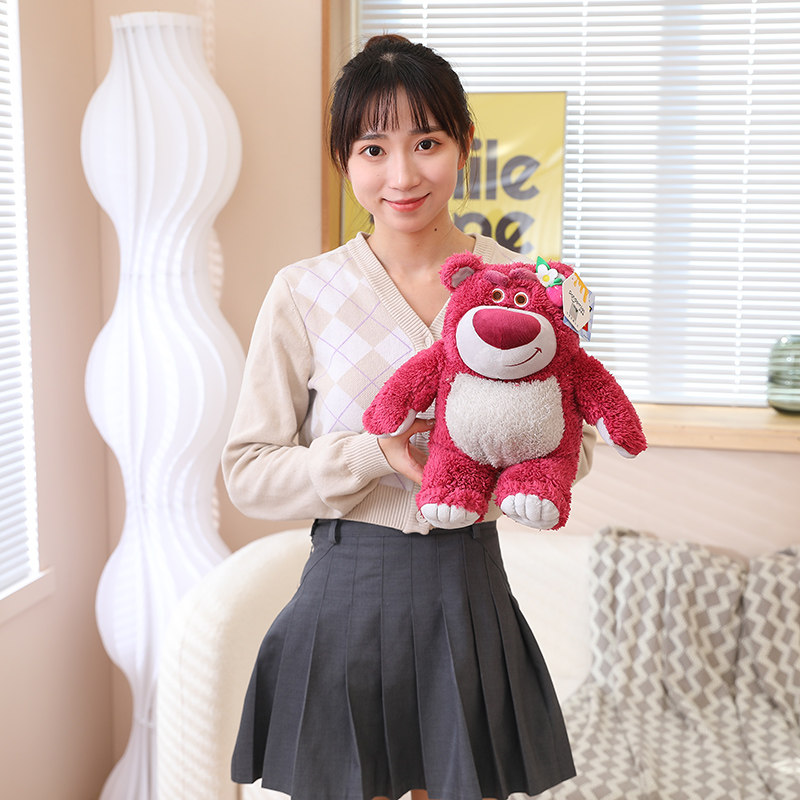 正版迪士尼草莓熊公仔毛绒玩具抱枕 喜感熊毛绒布艺类玩具