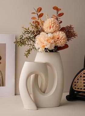 入门玄关摆件飘窗摆件装饰侘寂素胚花瓶白色ins风摆件家居客厅创
