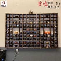 Burning Tung Wood Bou Ancient Rack Chinese Wall-mounted Living-room Shelf Solid Wood Tea Tea Tea Tea Teapot Shelf Tea Rack Multi-Treasure Cabinet