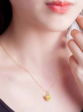 新款沙金九尾狐狸吊坠女黄铜镀金魅力狐狸仙挂坠金店同款项链