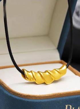 金店同款牛角弯管吊坠越南沙金男女款竹节扭花挂坠仿真金项链