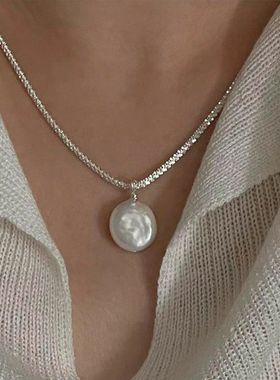 S925 Sterling Silver Hot Style Chain Choker Round Shell