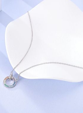 Colorful Women's 925 Sterling Silver Colorful Pavé Circle