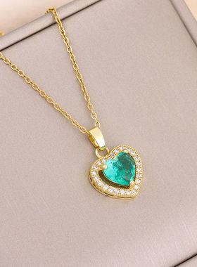 Temperament Sweet Ice Flower Crystal Heart Pendant