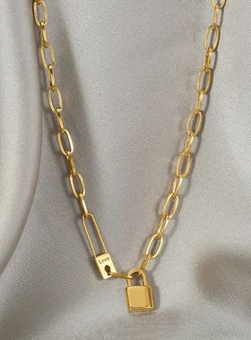 Stainless Steel Letter Love Lock Pendant Thick Chain