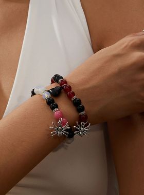 2Pcs/Set Gothic Spider Animal Beaded Bracelet Creative