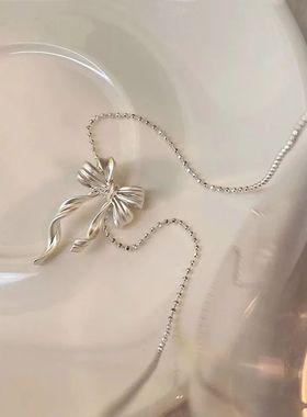 New S925 Sterling Silver Elegant Bow Pendant Necklace Beads
