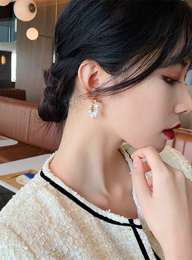 Elegant Celebrity Metal Korean Pearl Earrings For Woman Fash