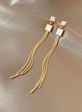 Korean Gold Color Long Tassel Earrings For Women Fashion