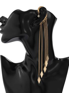Kpop Long Tassel Clip Earring for Women Ladies No Piercing