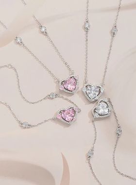 New 925 Sterling Silver Luxury Zircon Sweet Heart Pendant