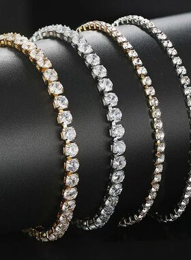 Iced Out 4MM Zircon Tennis Anklet Bracelet for Women