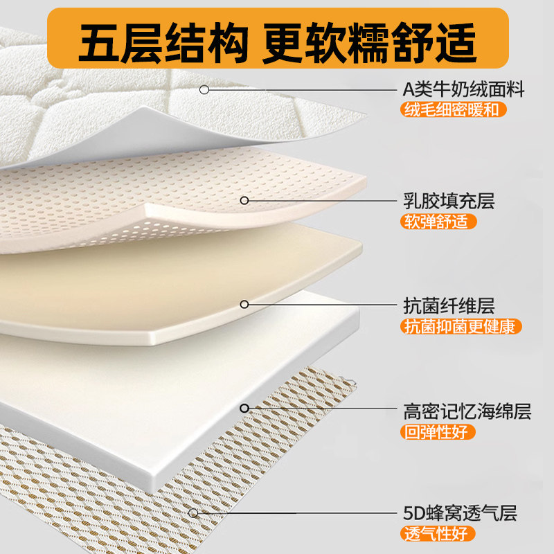 牛奶绒乳胶床垫家用卧室软垫榻榻米床褥垫新款学生宿舍海绵厚垫子
