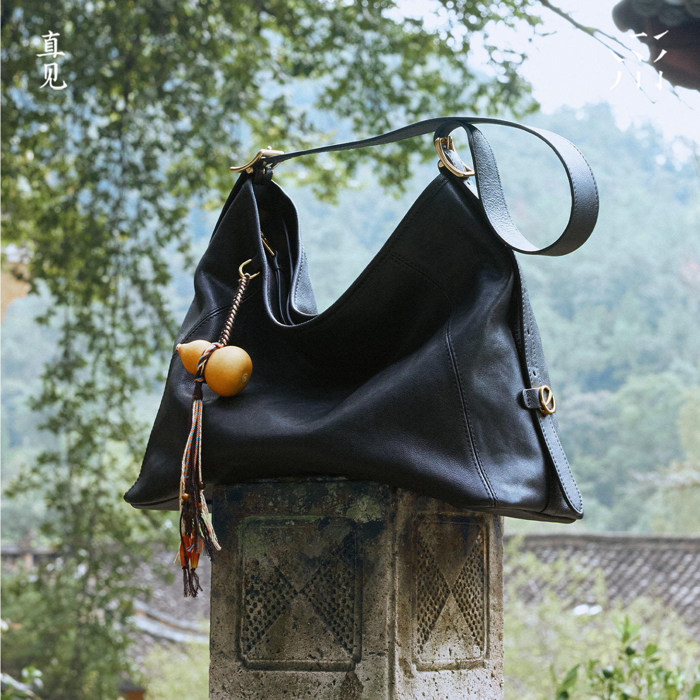 【佳琦推荐】直见一撇hobo植鞣风格牛皮单肩托特斜挎秋冬女包 - 图3