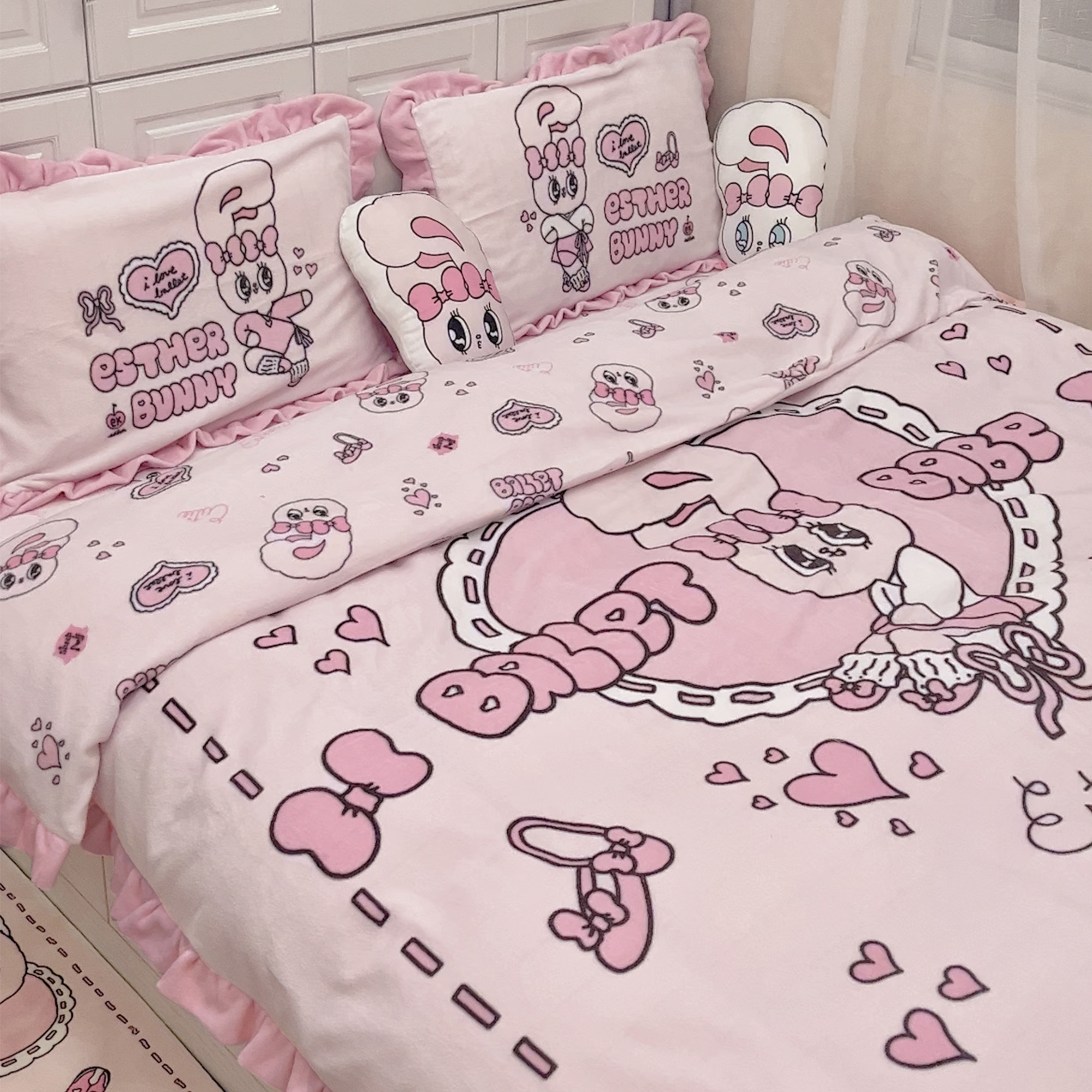 【8折清仓】艾丝乐正版联名芭蕾宝贝牛奶绒秋冬四件套花边床品,淘宝优惠券,粉丝福利购,淘宝优惠卷