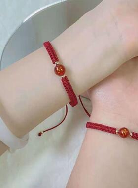 姓名珠子手链姓名手串玛瑙手串名字石头手串红玛瑙刻字珠子情人节