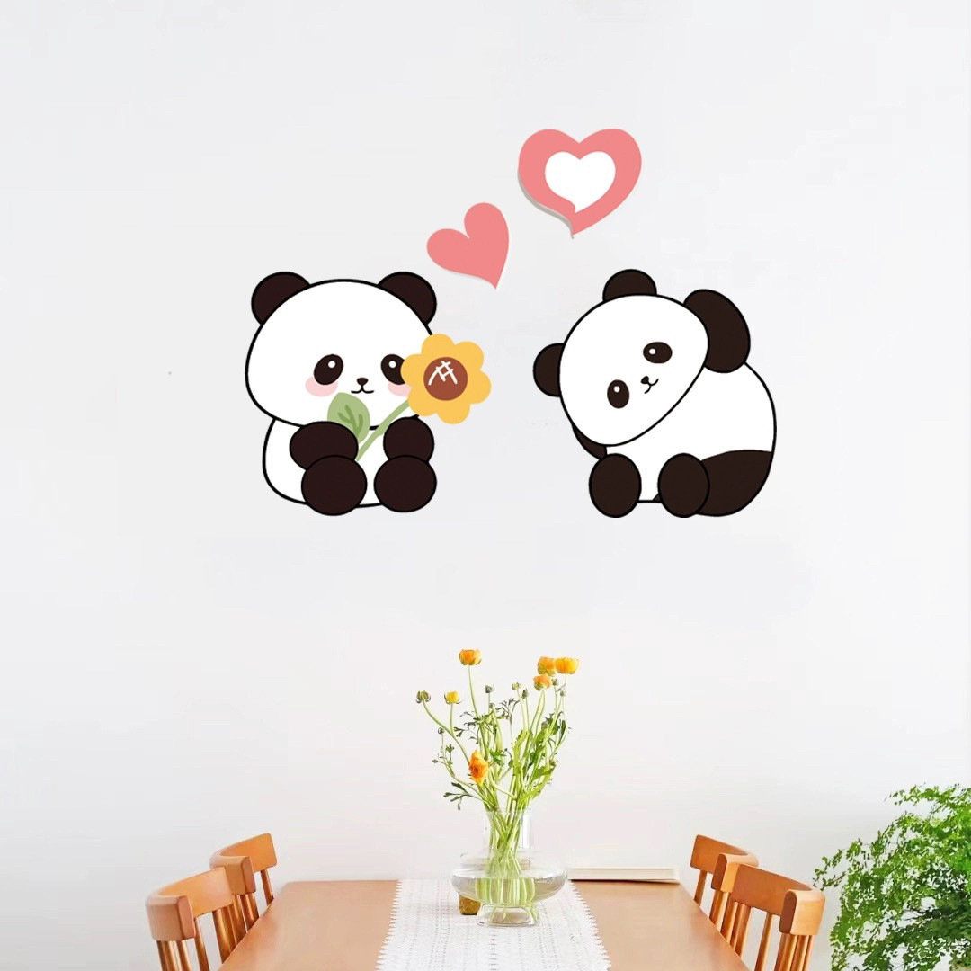 卡通可爱熊猫门贴纸墙贴墙面遮丑补洞自粘衣柜卧室房间门遮洞贴画,淘宝优惠券,粉丝福利购,淘宝优惠卷