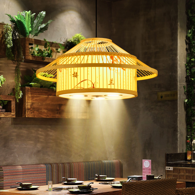 新中式竹编灯禅意民宿茶室灯具饭店火锅店包间带射灯竹艺餐厅吊灯,淘宝优惠券,粉丝福利购,淘宝优惠卷