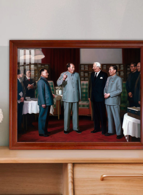 会见西思书房带框实木壁画带框画
