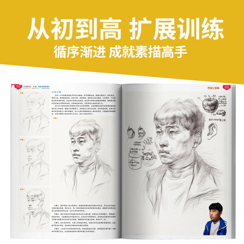 讲透素描一本通 零素描基础教程美术绘画书籍教学材临摹范画画入门新手自学铅笔手绘静物单体组合石膏几何体人物头像初学画册 - 图3