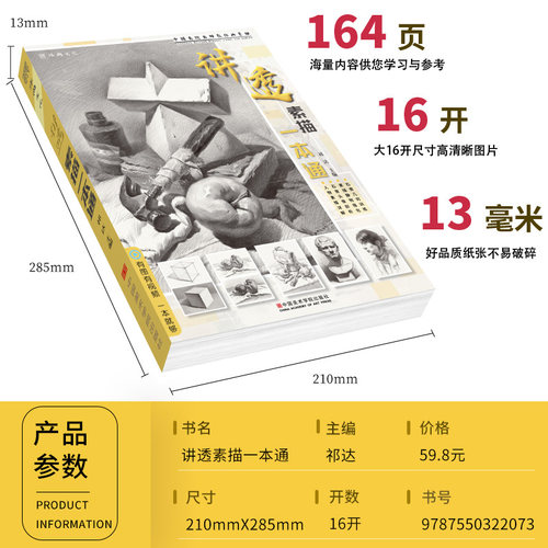 讲透素描一本通 零素描基础教程美术绘画书籍教学材临摹范画画入门新手自学铅笔手绘静物单体组合石膏几何体人物头像初学画册 - 图0