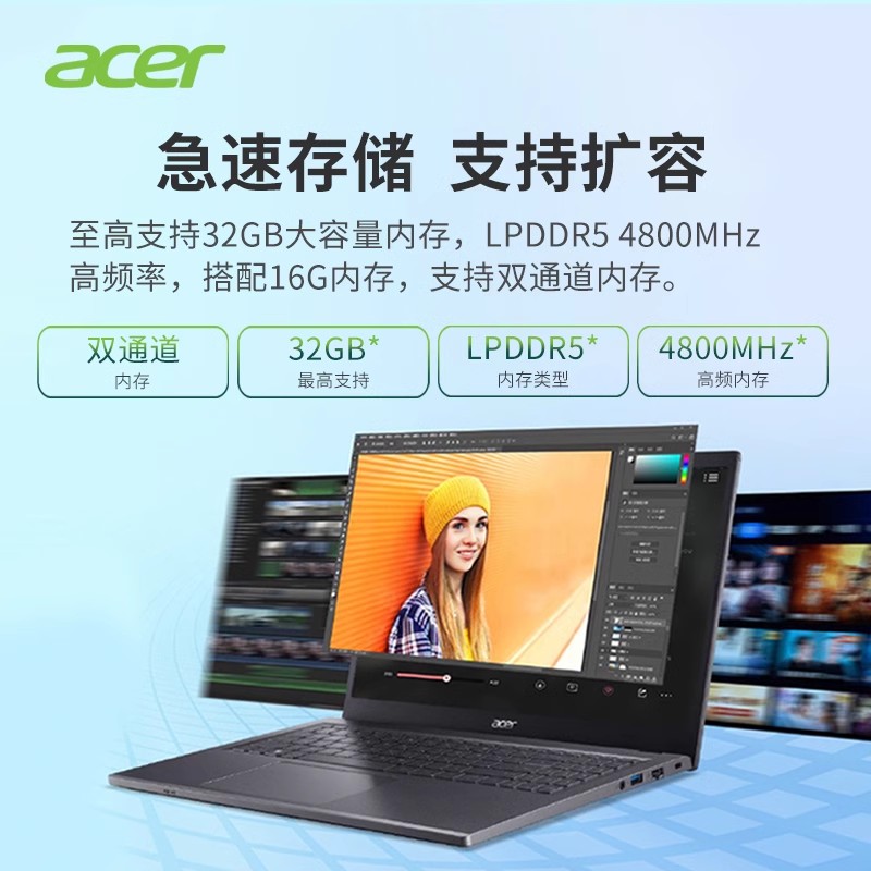 Acer/宏碁新蜂鸟13代酷睿i5 15.6英寸10核轻薄笔记本电脑学生商用办公本宏基官方正品 - 图1