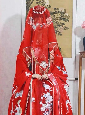 出租遇囍来汉服婚服女中国风明制传统婚礼新娘结婚凤冠霞帔红盖头