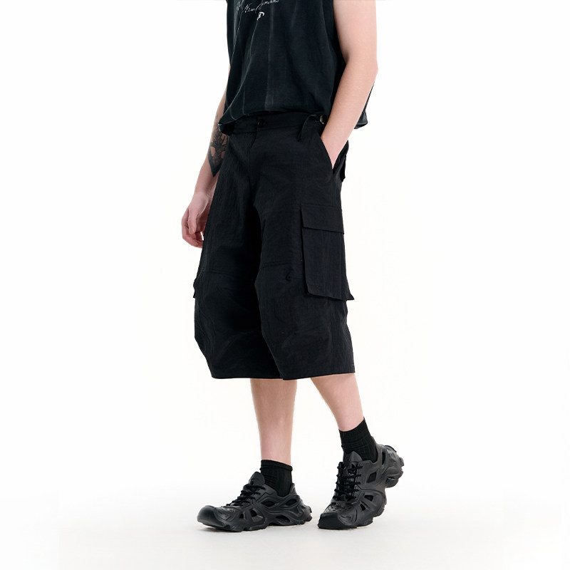 IMXS廓形休闲男短裤中分工装裤女宽松设计感中长七分裤2025年夏季,淘宝优惠券,粉丝福利购,淘宝优惠卷