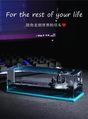 永不沉没的船漂浮小帆船摆件不会翻漂流瓶友谊的小船流体模型不倒