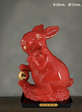 陶瓷十二生肖招财兔创意摆件摆设动物工艺礼品