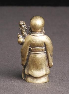 纯黄铜寿星神像桌面摆件纳福招财神仙南极仙翁佛像文玩老铜器