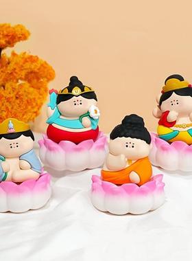 小夜灯结缘小菩萨摆件可爱佛系小摆件景区寺庙摆件滴胶不怕摔玩具